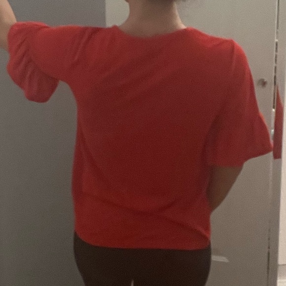 Bobeau Red Flutter Sleeve Tie Front Top - Picture 3 of 6